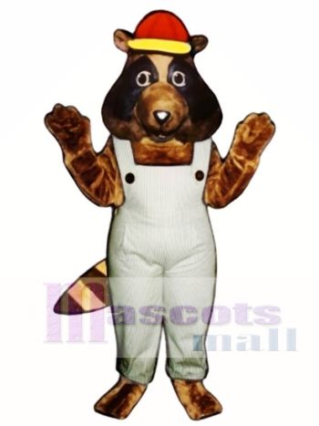 Stevie Waschbär mit Lätzchen Overalls & Hut Maskottchen Kostüm Tier