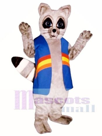 Regenbogen Waschbär mit Weste Maskottchen Kostüm Tier