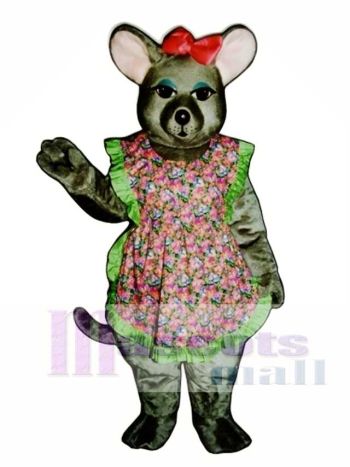 Charlotte Maus mit Schürze und Bogen Maskottchen Kostüm
