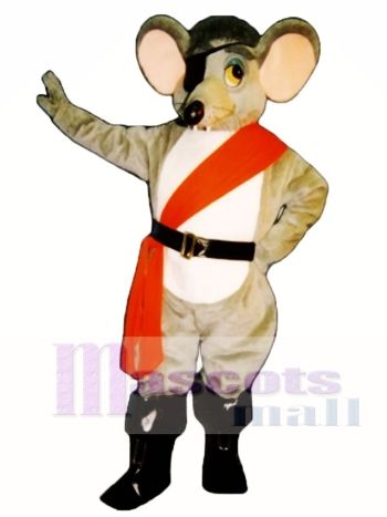 Fluss Ratte mit Augenklappe, Sash & Boots Maskottchen Kostüm
