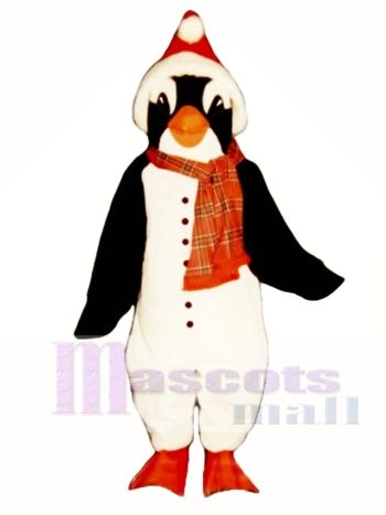 Niedliches Weihnachten Pinguin mit Schal & Santa Hut Maskottchen Kostüm