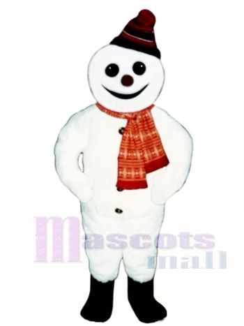 Lächelnder Schneemann mit Hut & Schal Maskottchen Kostüm