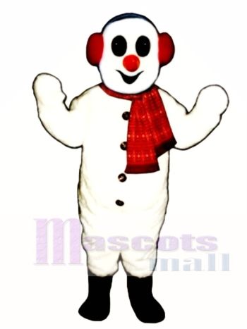 Schneemann mit Ohrenschützer und Schal Maskottchen Kostüm