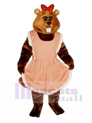 Gloria Biber mit Schürze und Bogen Maskottchen Kostüm Tier