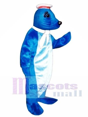 Niedliche Navy Seal mit Sailor Hut & Schal Maskottchen Kostüm