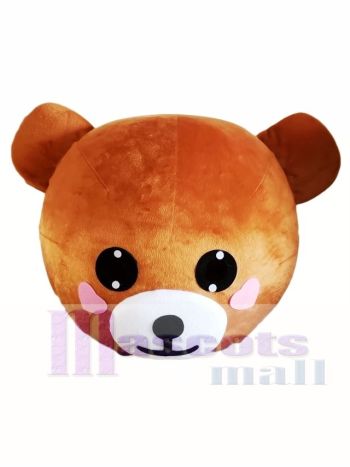 Licht Braun Bär Maskottchen HEAD ONLY Linie Stadt Freunde mit rosa Wange