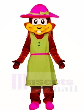 Chipmunk in einem grünen Kleid Maskottchen Kostüme Tier