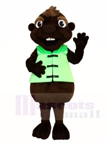 Braun Biber mit grünen Weste Maskottchen Kostüme Tier