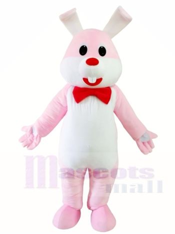 Rosa Kaninchen Osterhase mit roten Bowknot Maskottchen Kostümen Tier 