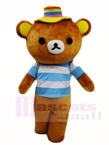 Rilakkuma Bär weiße und blaue Streifen Shirt Maskottchen Kostüme japanische Cartoon
