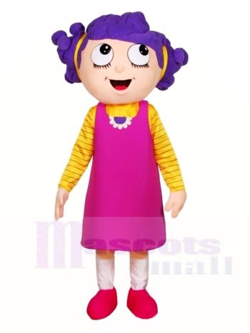 Lila Haar Mädchen Maskottchen Kostüme Menschen