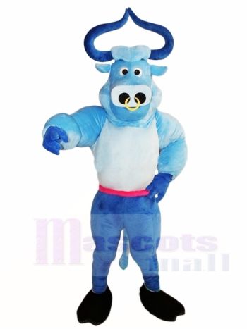 Blaues Muskel Stier Ochse Maskottchen Kostüm Tier