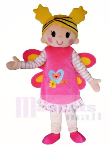Rosa Schmetterling Mädchen Maskottchen Kostüme Menschen