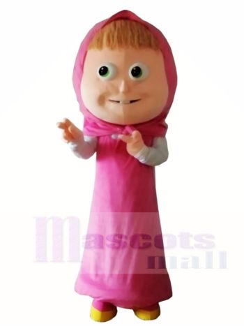 Rosa Hood Dress Girl Maskottchen Kostüme Tier