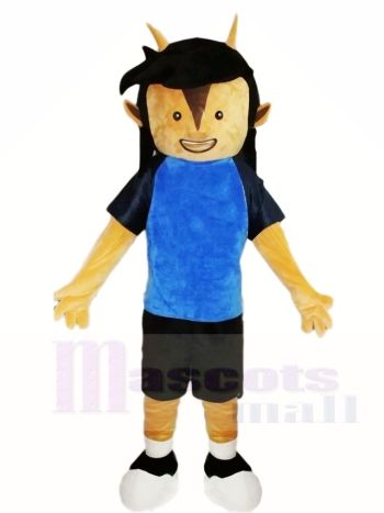 Blaues T-Shirt Fußball Fußball Spieler Maskottchen Kostüme Leute