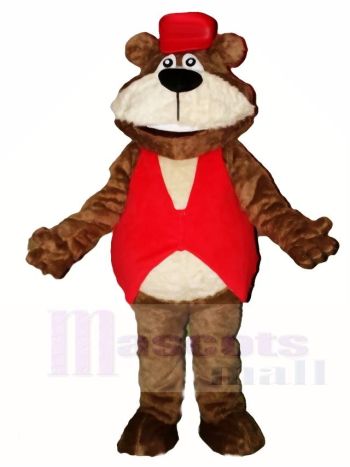 Braun Bär im rot Hut Maskottchen Kostüme Tier