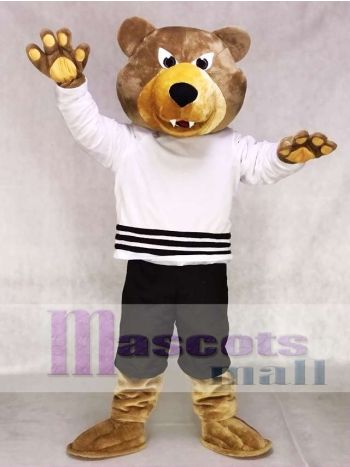 Braunbär Maskottchen Kostüm Grizzlies in weißem Hemd Maskottchen Kostüm