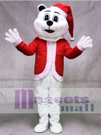 Sugar Plum Bär Maskottchen Kostüm mit Weihnachtsmütze und Anzug