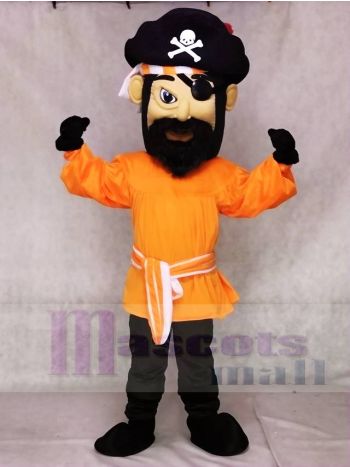 Heftige Orange Suit Pirate Maskottchen Kostüme Menschen