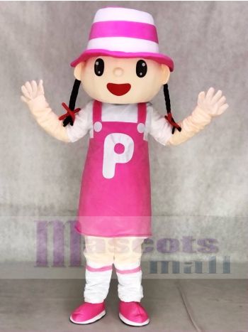 Nettes rosa Hut Mädchen Maskottchen kostüm Tier