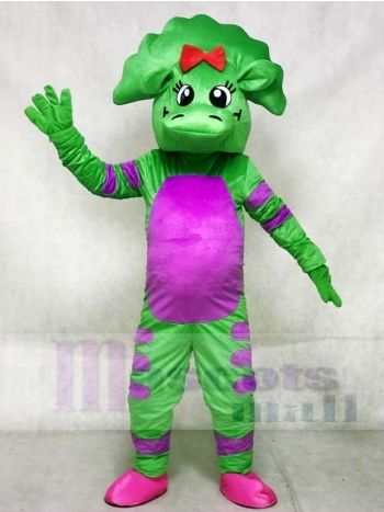 Grüner Dinosaurier mit Lila Bauch Maskottchen Kostüme