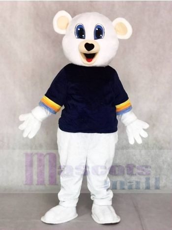 Netter weißer Bär mit schwarzem Hemd Maskottchen Kostüme Tier