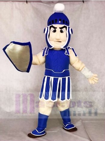 Dunkel Blau spartanisch Trojan Knight Sparty Maskottchen Kostüme mit Schild Menschen