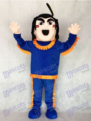 Neu Mutig Inder in Blau mit Orange Strim Maskottchen Kostüm