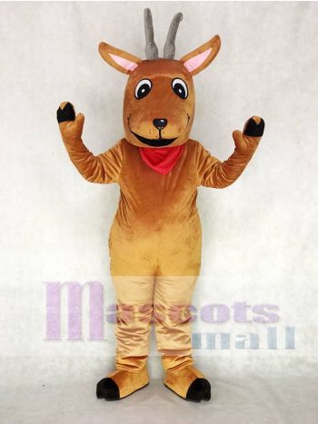 Niedliche Andy Antilope mit einem roten Halstuch Maskottchen Kostüm