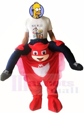 Piggyback Carry Me Ride auf PJ Masks Amaya Owlette Rote Mädchen Maskottchen Kostüme