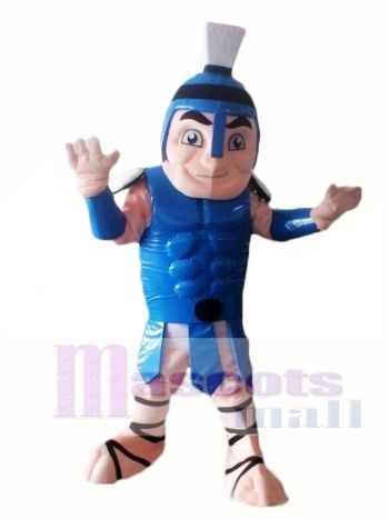 Blau Titan spartanisch Trojaner Ritter Maskottchen Kostüm