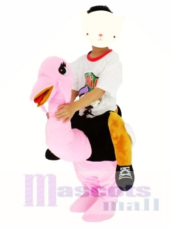 Kinder Huckepack tragen mich auf rosa Strauß Maskottchen Kostüme