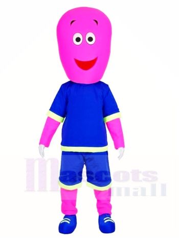 Rosa Mann in blauen Shorts Maskottchen Kostüme Menschen