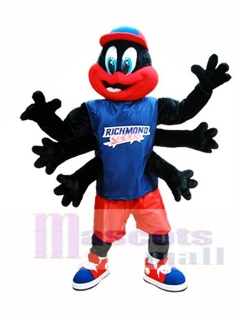 Schwarz Spinne Maskottchen Kostüm Richmond Spiders Maskottchen Kostüme