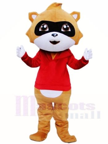Braun Waschbär in den roten Weste Maskottchen Kostümen Tier
