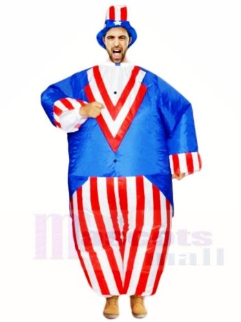 American US Flag Uncle Sam Independence Day Inflatable Halloween Blow Up Costumes for Adults