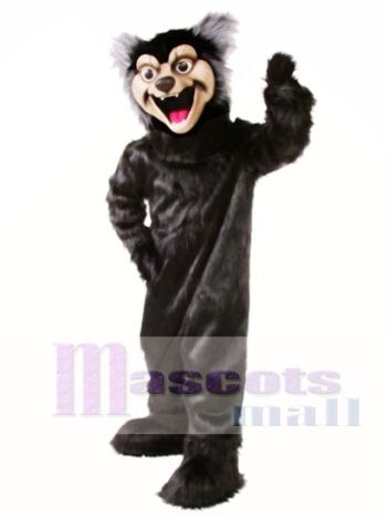 Nettes schwarzes Wolf Maskottchen Kostüm