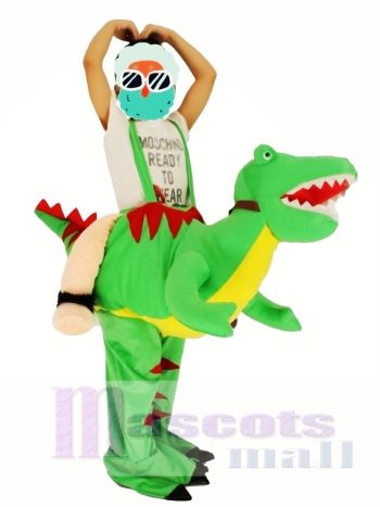 Kinder Huckepack Tragen Sie mich auf Open Mouth Green Dinosaurier Drachen Maskottchen Kostüme