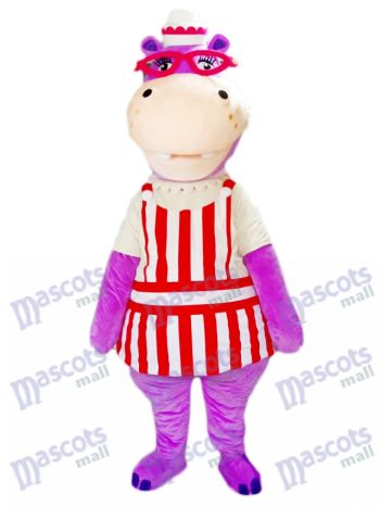 Lila Nilpferd Hippopotamus mit Brille Maskottchen Kostüm Tier