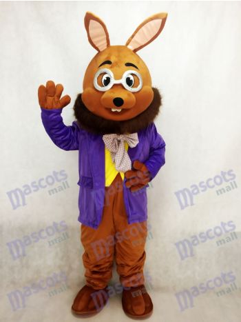 Ostern Mr. Brown Bunny mit lila Smoking Maskottchen Kostüm