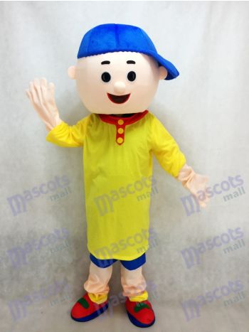 Caillou Maskottchen Kostüm Junge mit blauem Hut Karikatur