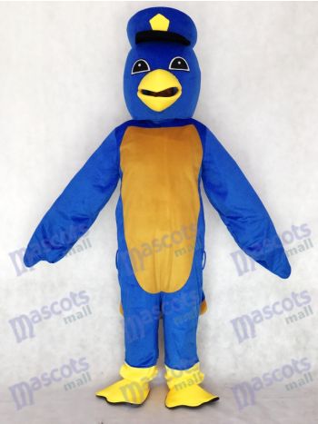 Adult Cute Blue Bird Maskottchen Kostüm mit Kapitän Entlein Hut Tier