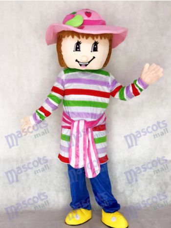 Reizendes buntes ErdbeerShortcake Mädchen Maskottchen Kostüm Karikatur
