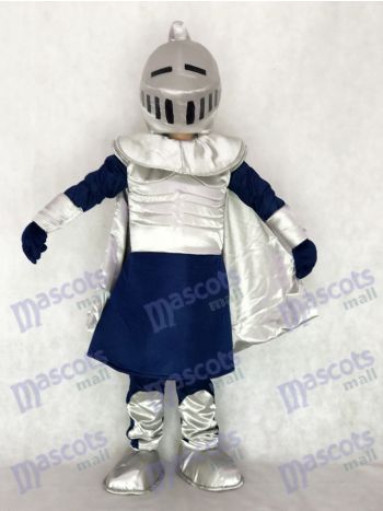 Silberner Ritter mit Helm Maskottchen Kostüm Leuten