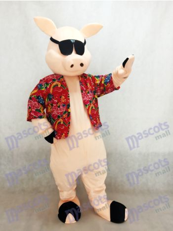 Schwein Ferkel Schwein mit Shirt & Sonnenbrille Maskottchen Kostüm