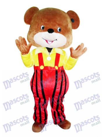 Gelb Mantel Overalls Bär Maskottchen Kostüm Cartoon Tier