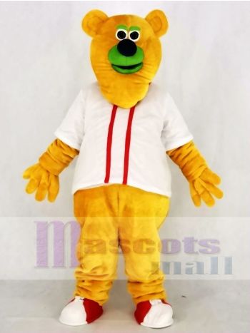 Fresno Grizzlies Parker T. Orange Bär mit Weiß T-Shirt Maskottchen Kostüm Hochschule