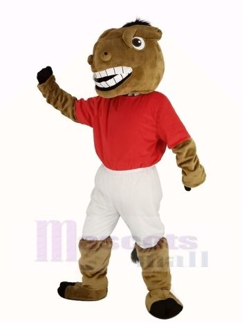 New Central's Buddy Broncho Pferd im rot Jersey Maskottchen Kostüm