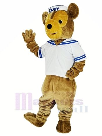 Duffy das Matrose Bär mit Weiß T-Shirt Maskottchen Kostüm Tier