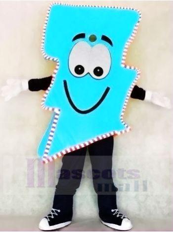 Neon Blau Blitz Bolzen mit Farbe Trimmen Herr. Elektrisch Blitz Bolzen Maskottchen Kostüme